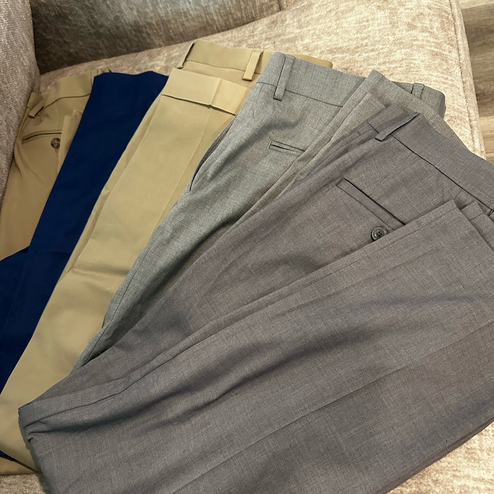 Bundle of 5 dress pants size 34Wx32L, never worn